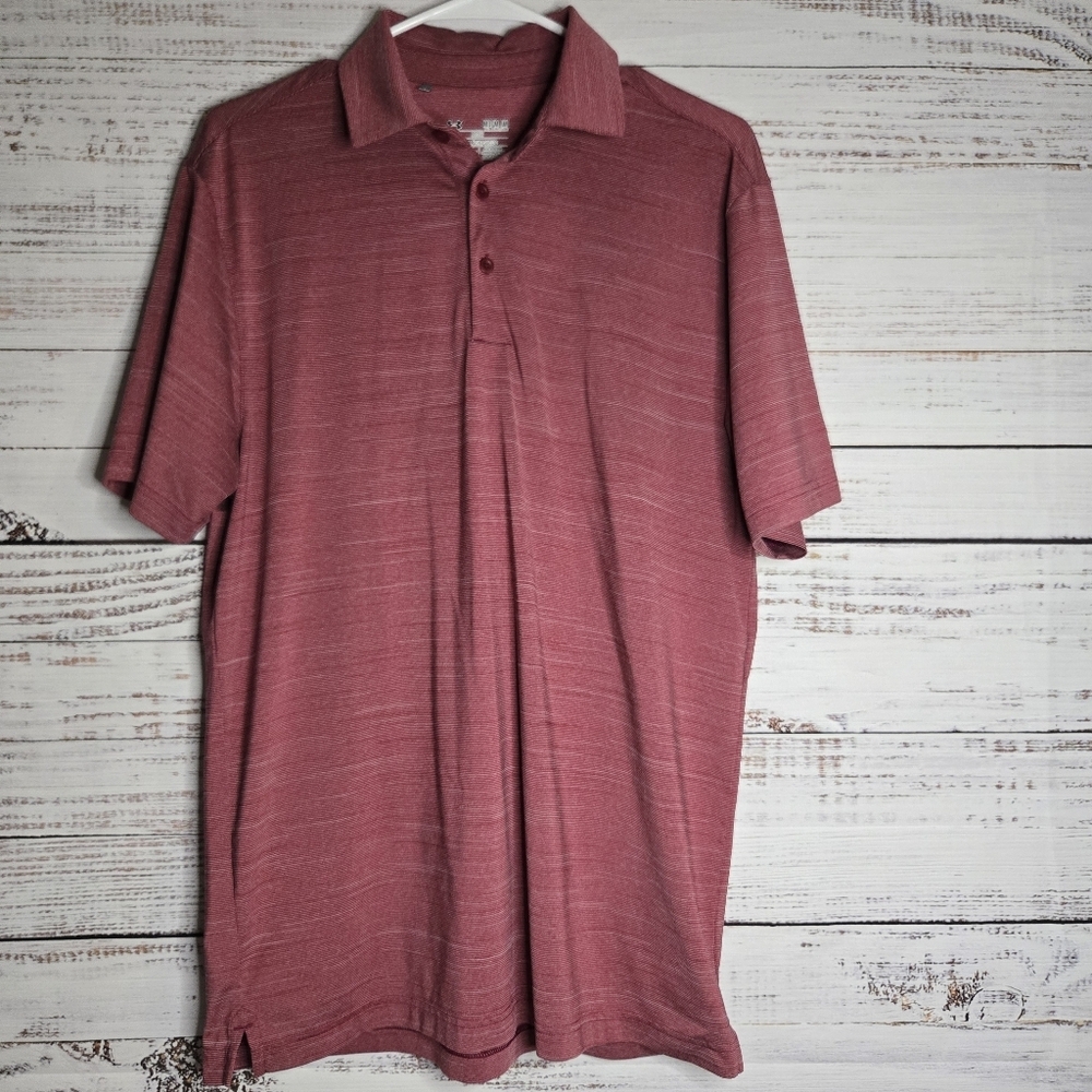 Under Armour UA Shirt Heat Gear Spacedye Red Short Sleeve Polo Shirt sz Med